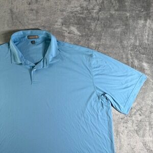 Peter Millar Summer Comfort Polo Shirt Light Blue XXL Mens Golf Short Sleeve